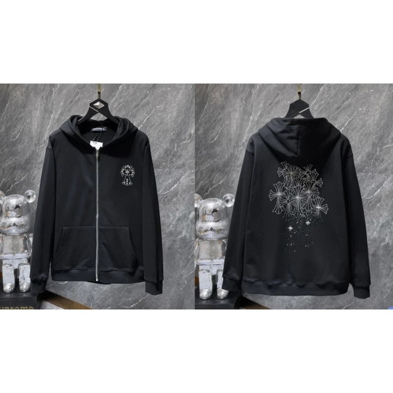 Chrome Hearts Hoodies & Sweatshirts Zip-Up with Cross Graphics — 8667 Black