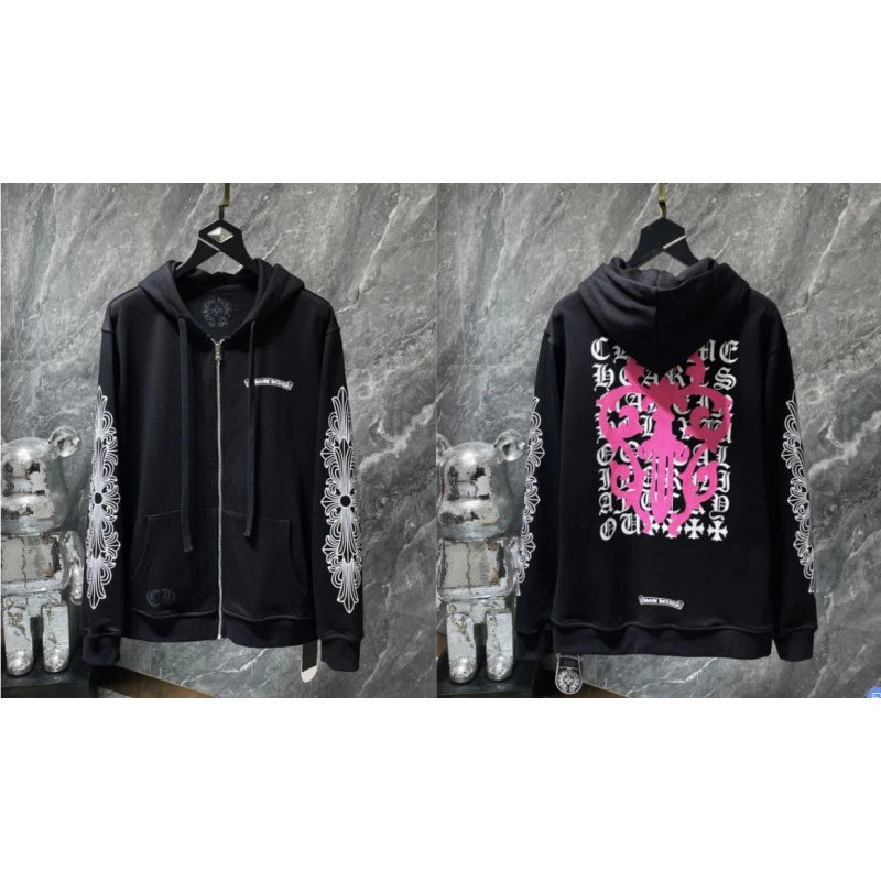 Chrome Hearts Hoodies & Sweatshirts Zip-Up with Cross Graphics — 8627 black