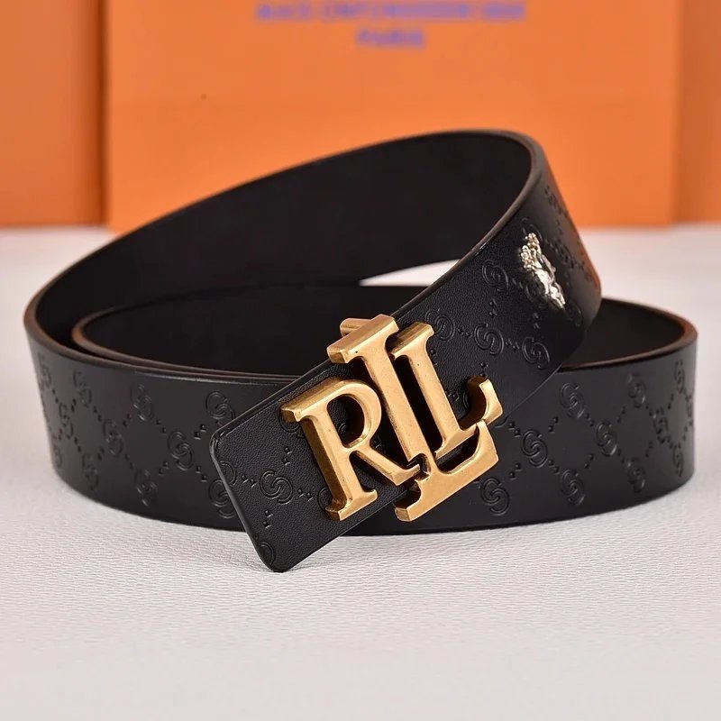 R&L Belts LZ-1 embossed monogram belt with RL buckle — Ring Copper