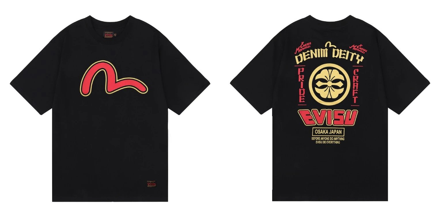 Evisu T-Shirts Short-Sleeve Graphic T-Shirt — QC 016 Black