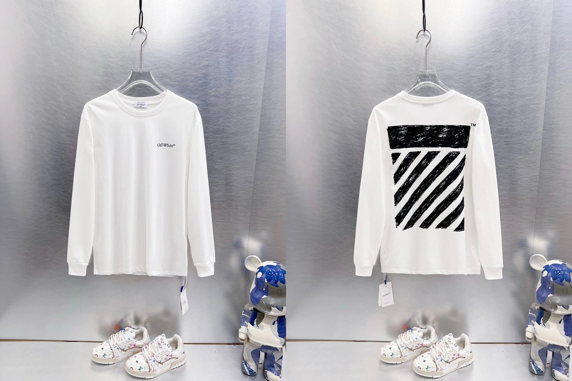 Off-White T-Shirts Long-Sleeve Graphic Arrow T-Shirt — 9633 white