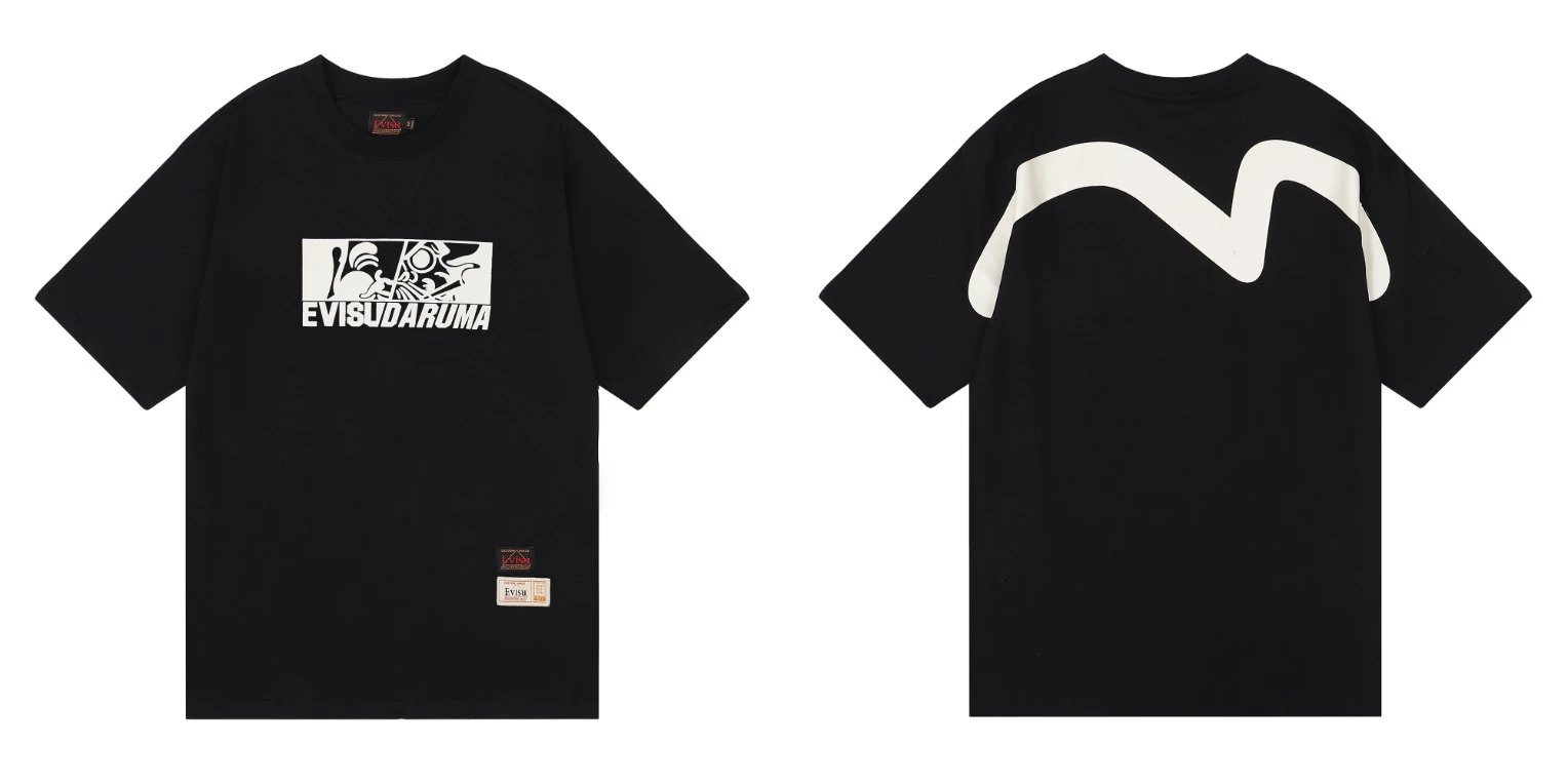 Evisu T-Shirts Short-Sleeve Graphic T-Shirt — QC 08 Black
