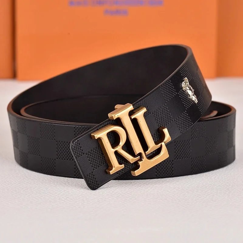 R&L Belts LZ-1 embossed monogram belt with RL buckle — Square copper