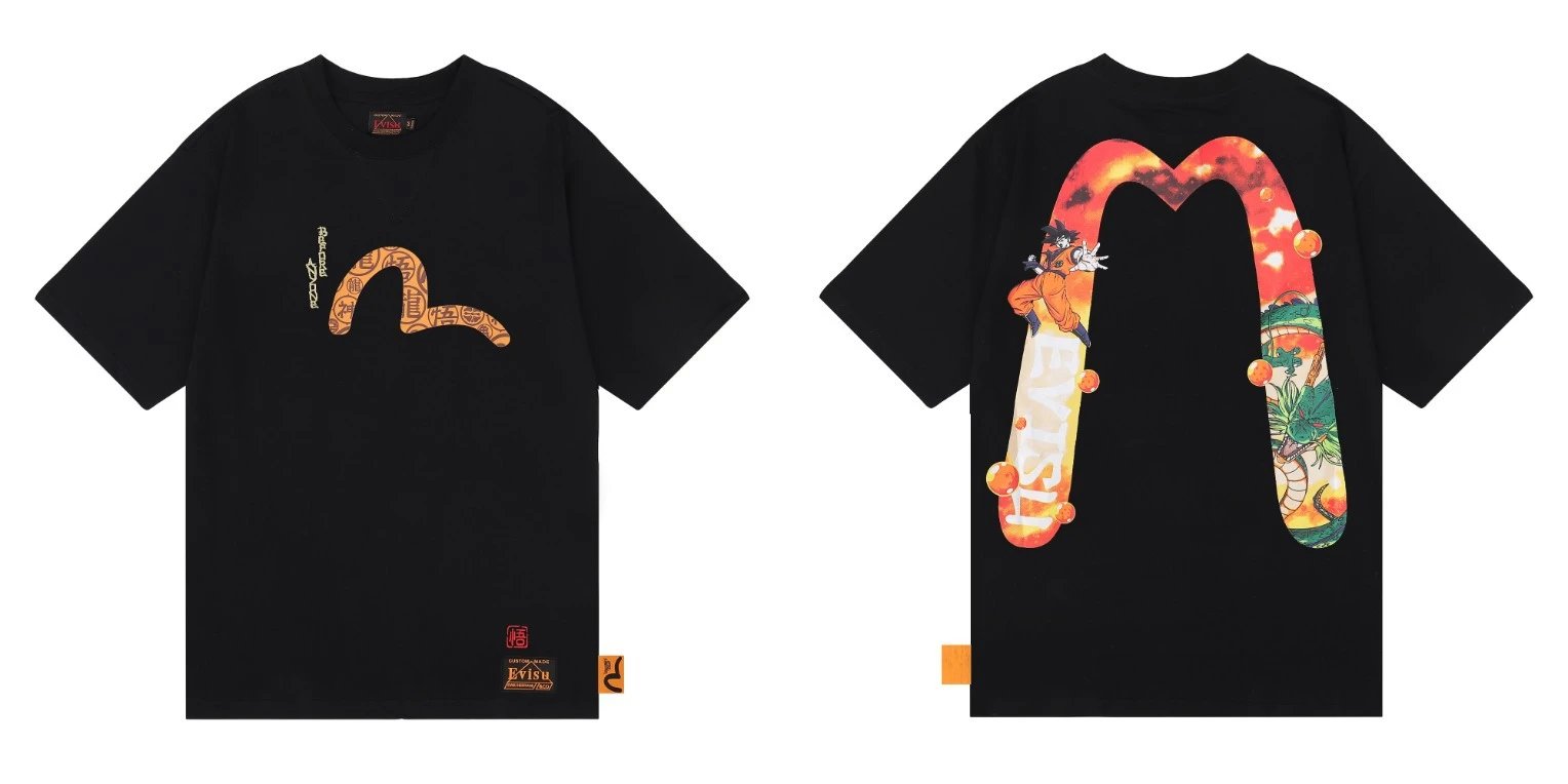Evisu T-Shirts Short-Sleeve Graphic T-Shirt — QC 048 Black