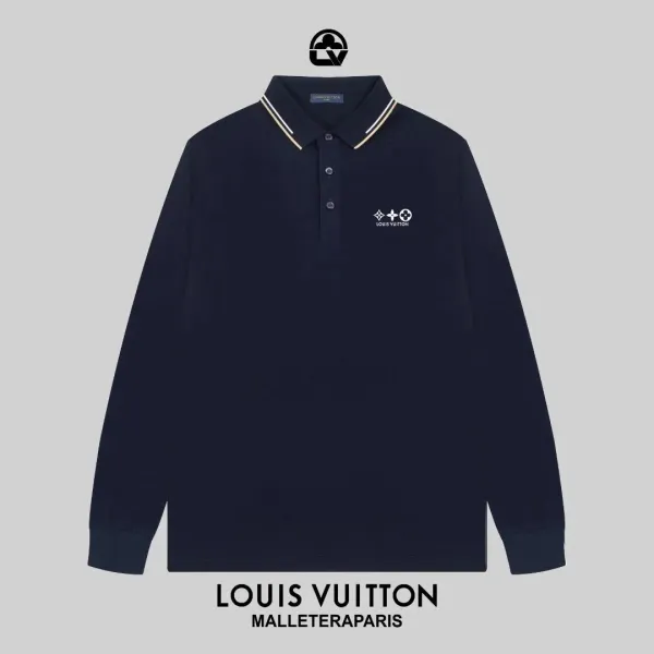Louis Vuitton x Malletier Paris Long-Sleeve Polo Navy Tops Polo - 1