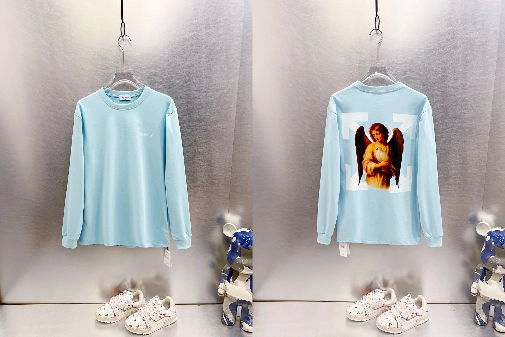 Off-White T-Shirts Long-Sleeve Graphic Arrow T-Shirt — 9632 Sky blue