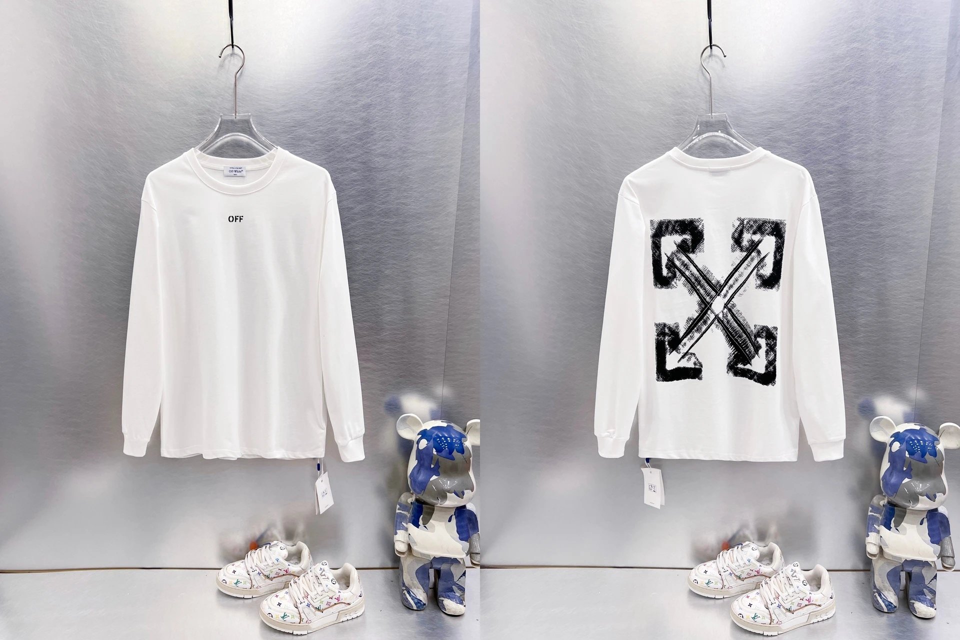 Off-White T-Shirts Long-Sleeve Graphic Arrow T-Shirt — 9636 white
