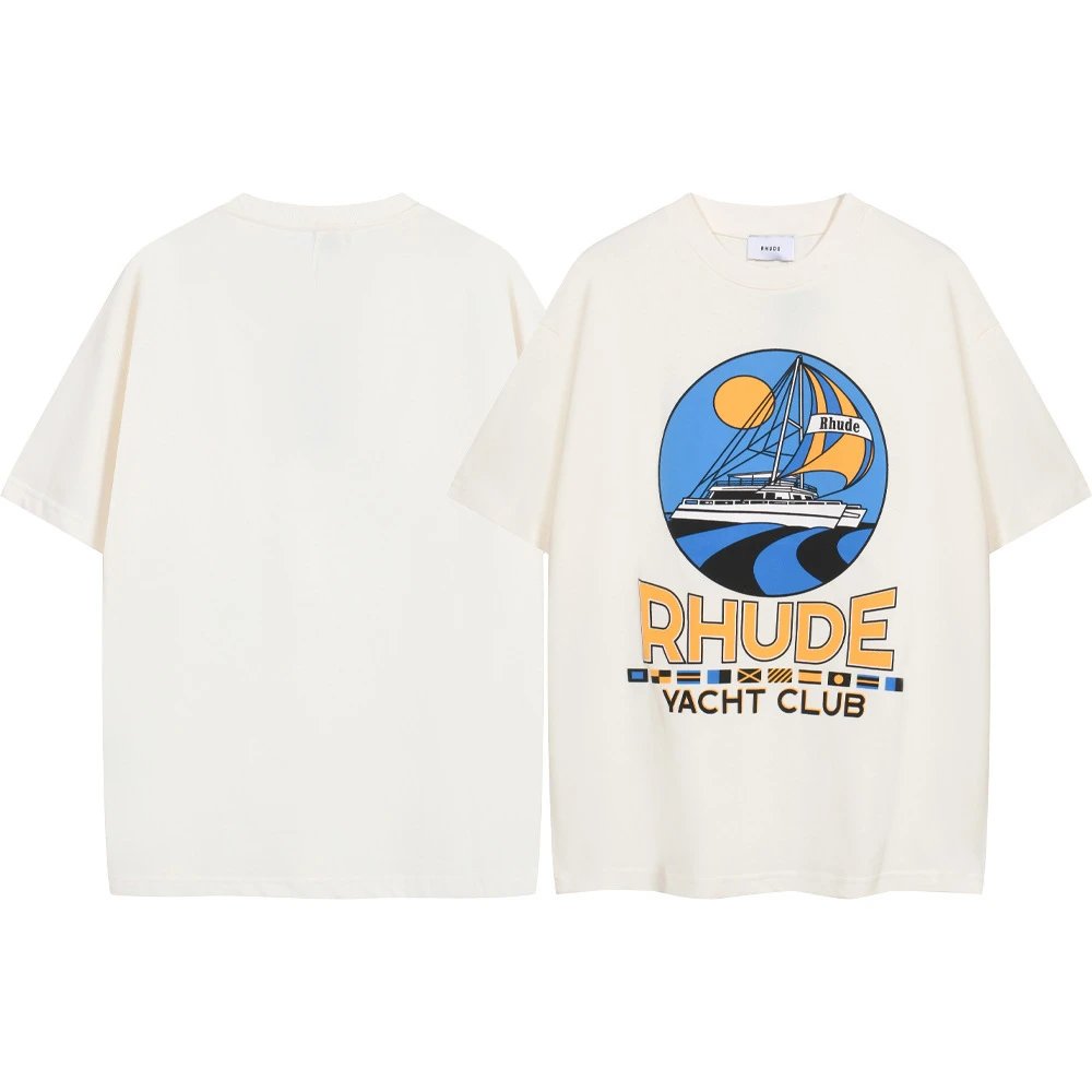 Rhude T-Shirts Graphic Print Short-Sleeve T-Shirt — 8066 white