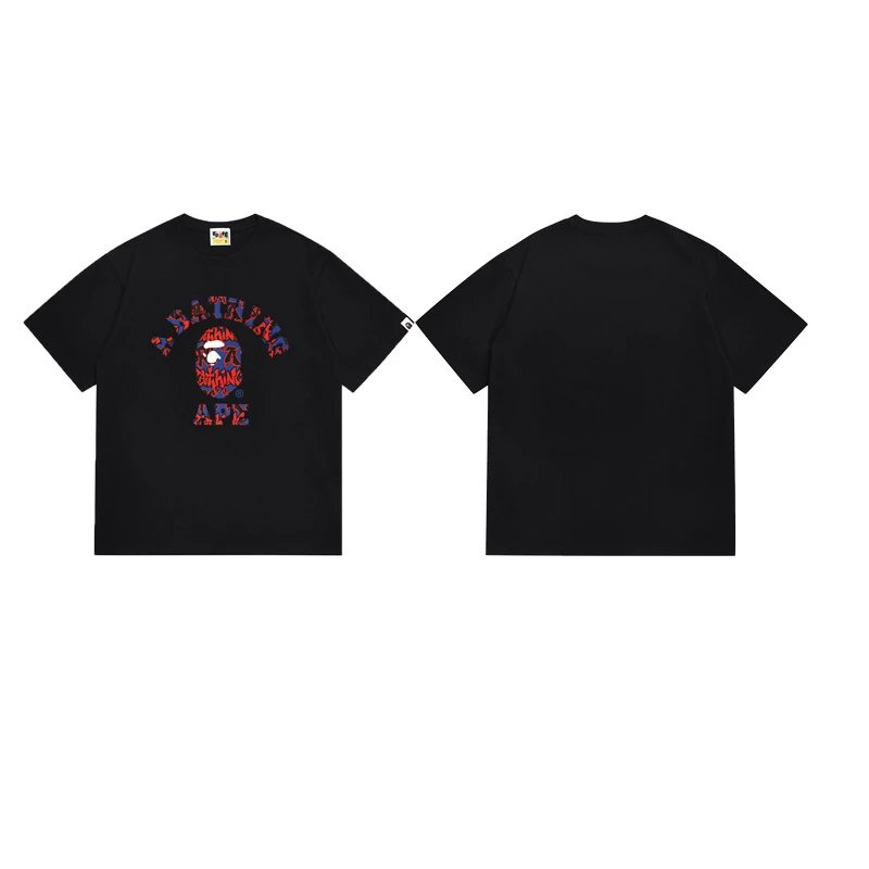 A BATHING APE T-Shirts Graphic Print T-Shirt — 123 black