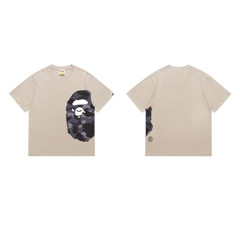 BAPE T-Shirts Side Ape Head Camouflage Print — 1330 Apricot color