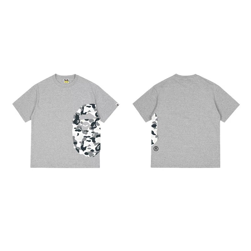BAPE T-Shirts Side Ape Head Camouflage Print — 1332 gray