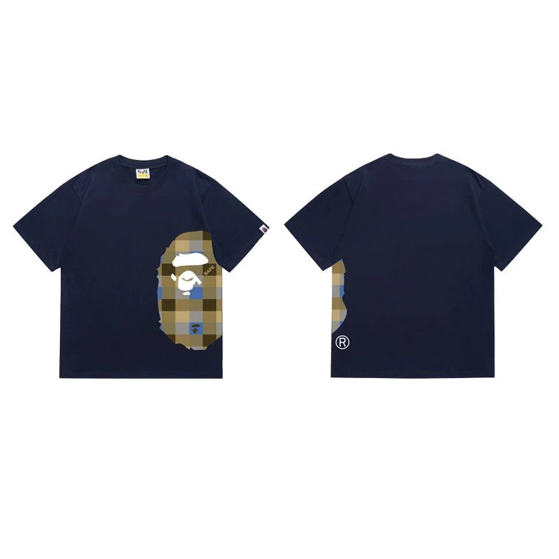 BAPE T-Shirts Side Ape Head Camouflage Print — 1333 Dark blue