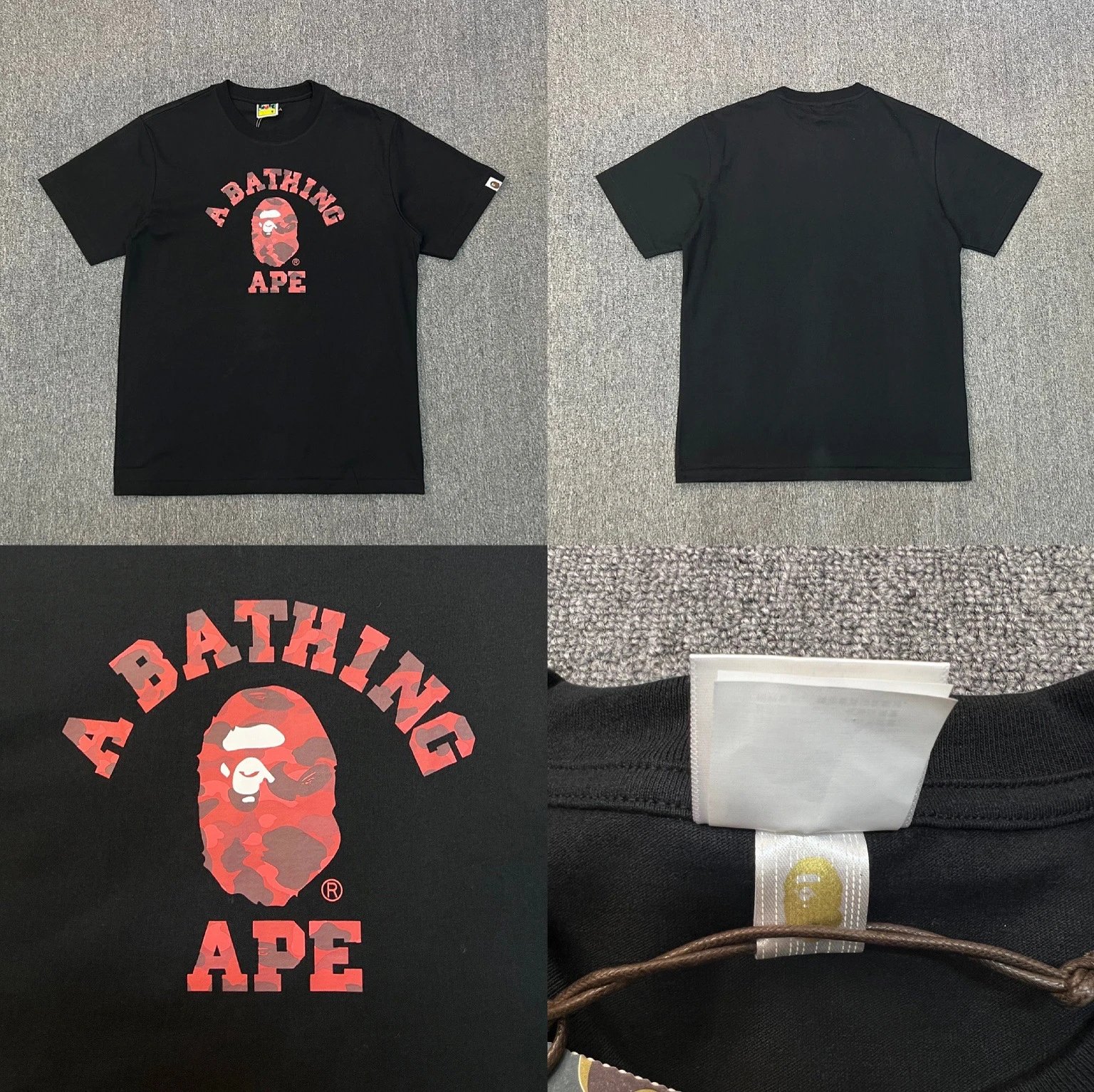 BAPE T-Shirts Short-Sleeve Graphic T-Shirt — XX085 black and red