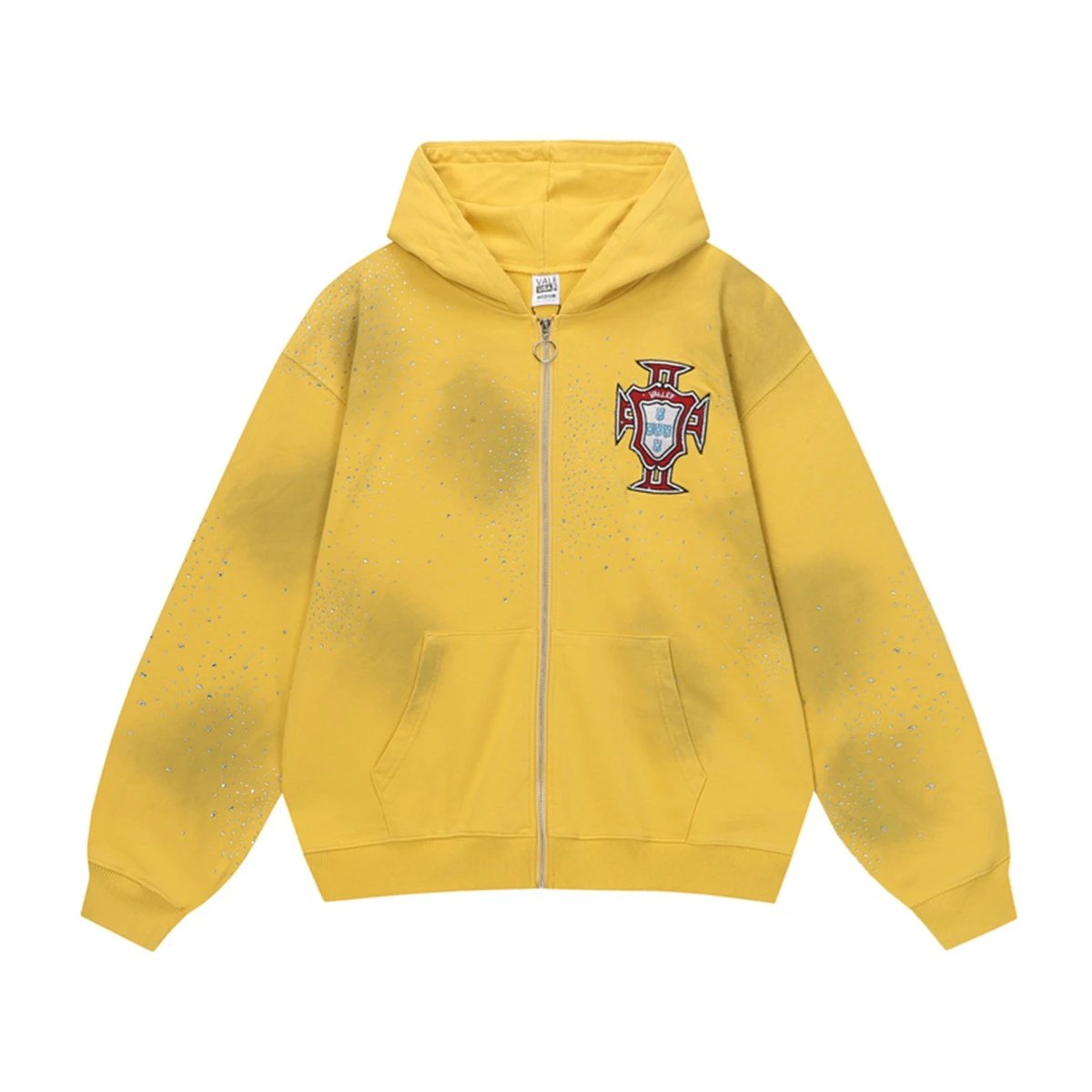 Vale USA Hoodies & Sweatshirts Graphic Print Zip-Up Hooded Sweatshirt — ZFZD3432 yellow