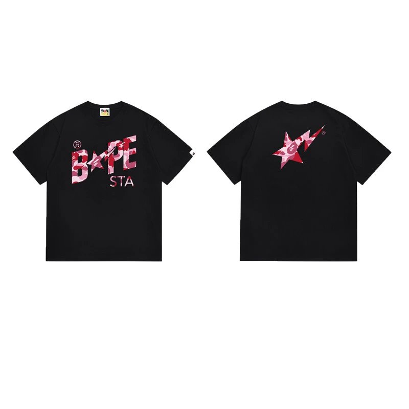 A BATHING APE T-Shirts Graphic Print T-Shirt — 116 Black Powder
