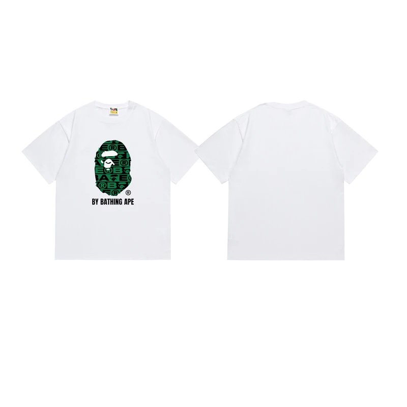 A BATHING APE T-Shirts Graphic Print T-Shirt — 120 white and green