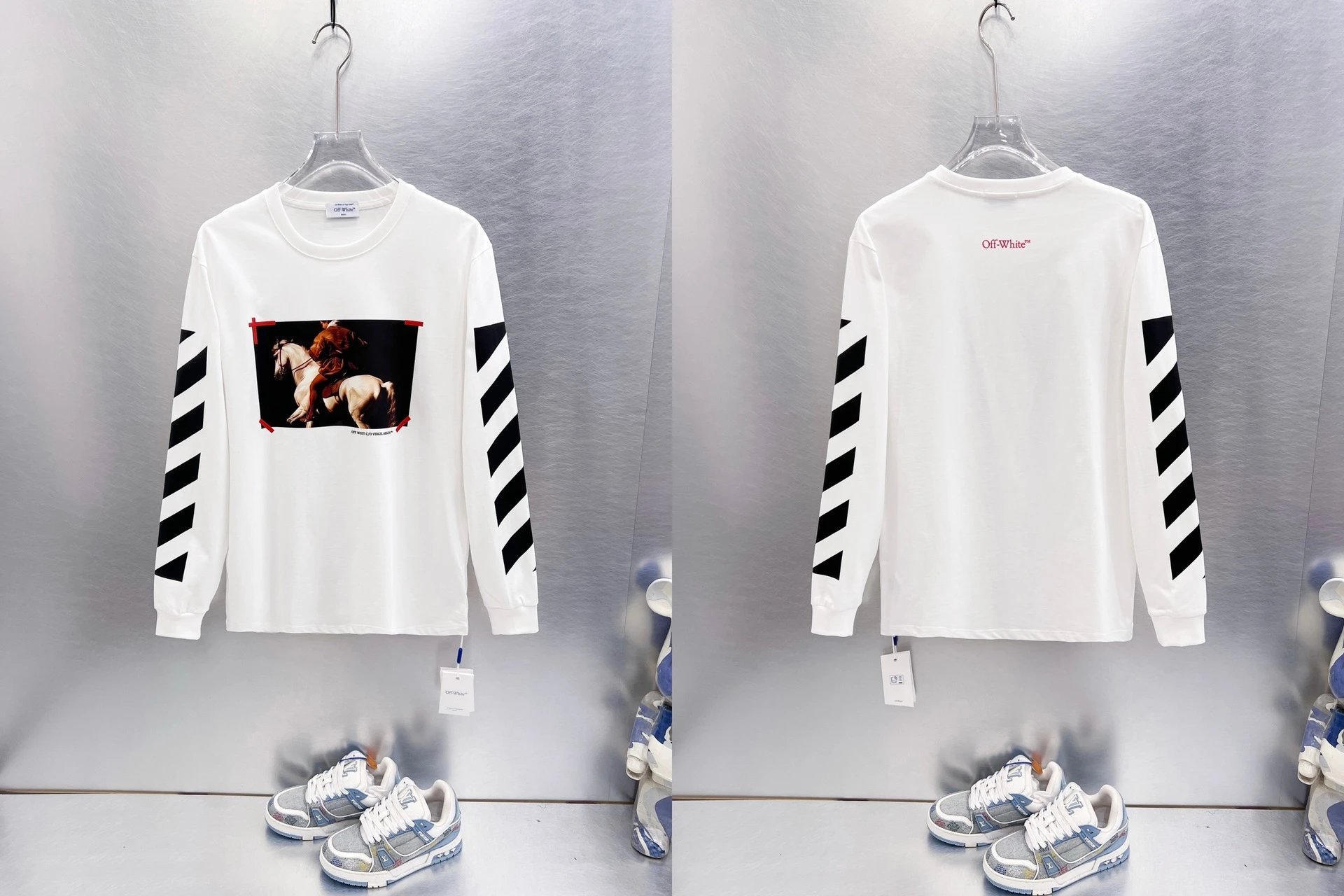 Off-White T-Shirts Long-Sleeve Graphic Arrow T-Shirt — 9659 white