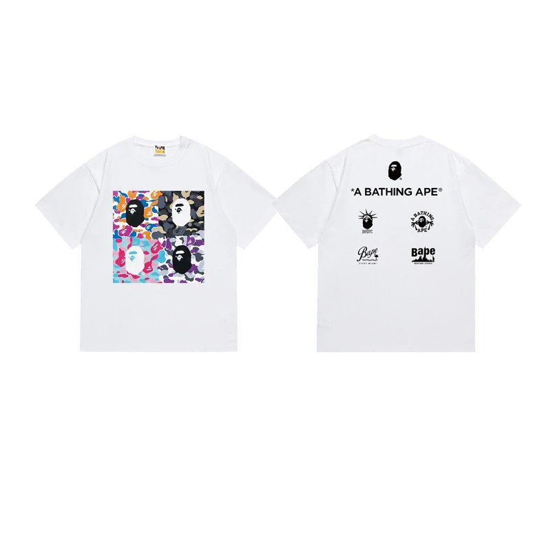 A Bathing Ape T-Shirts Short-Sleeve Graphic T-Shirt — 141 white