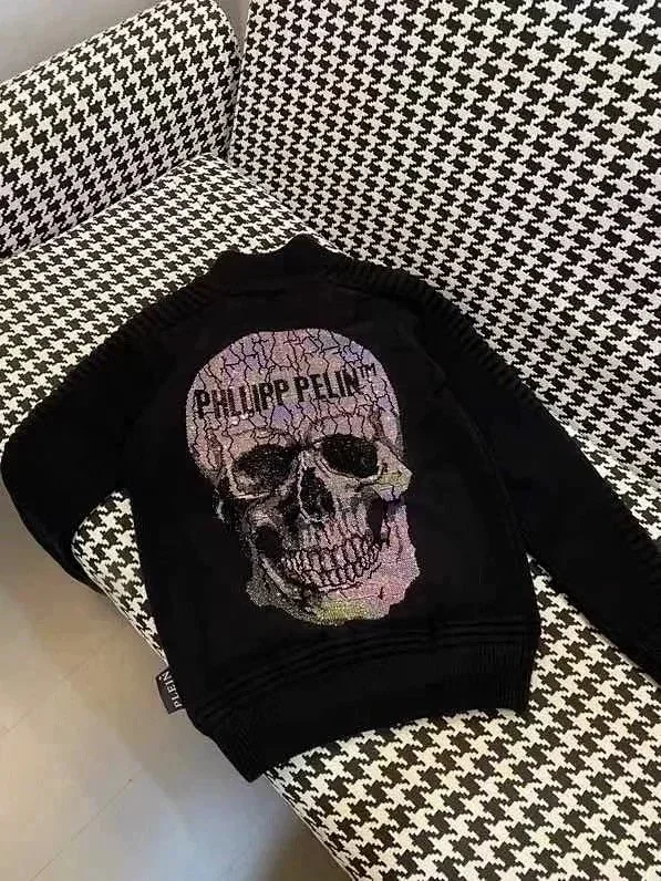 Philipp Plein Knitwear Ribbed Turtleneck Skull Embellished Sweater product detail image 10