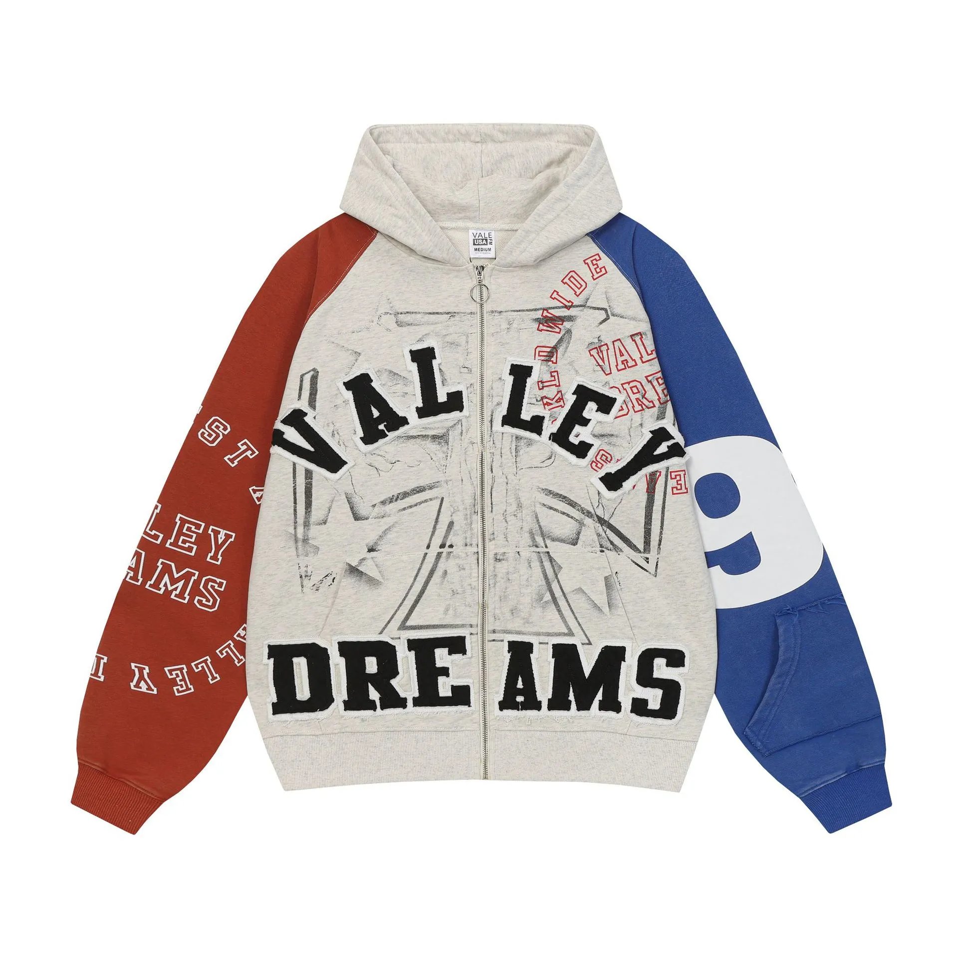 Vale USA Hoodies & Sweatshirts Graphic Print Zip-Up Hooded Sweatshirt — ZFZD3457