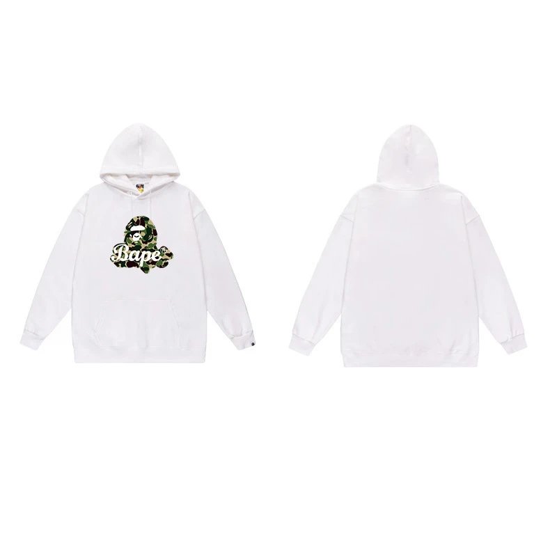 BAPE Hoodies & Sweatshirts Ape Head Graphic Pullover Hoodie — 7046 White and green