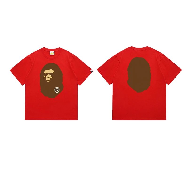BAPE T-Shirts Short-Sleeve Ape Head Graphic — 175 bright red