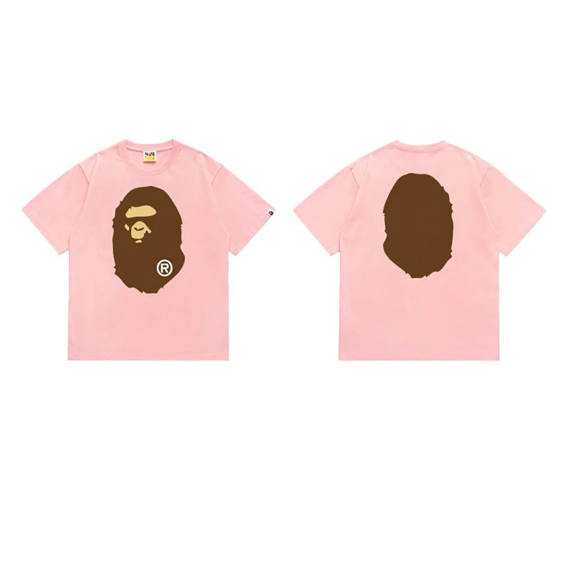 BAPE T-Shirts Short-Sleeve Ape Head Graphic — 175 Pink