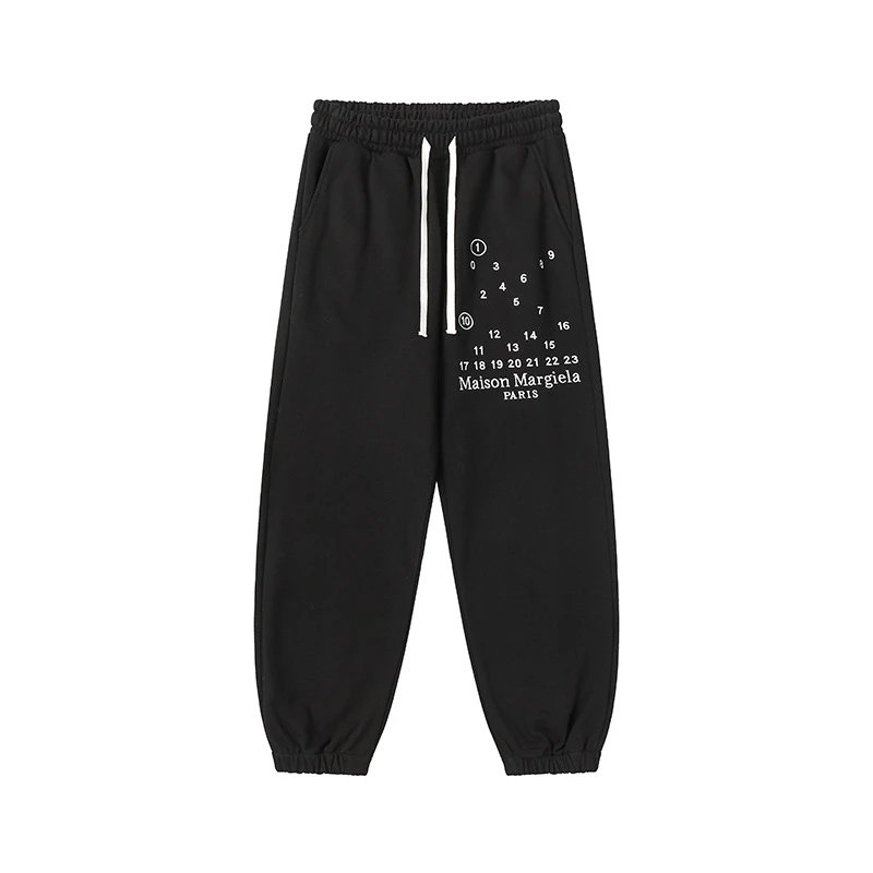 Maison Margiela Trousers Drawstring sweatpants with logo prints — 829 black