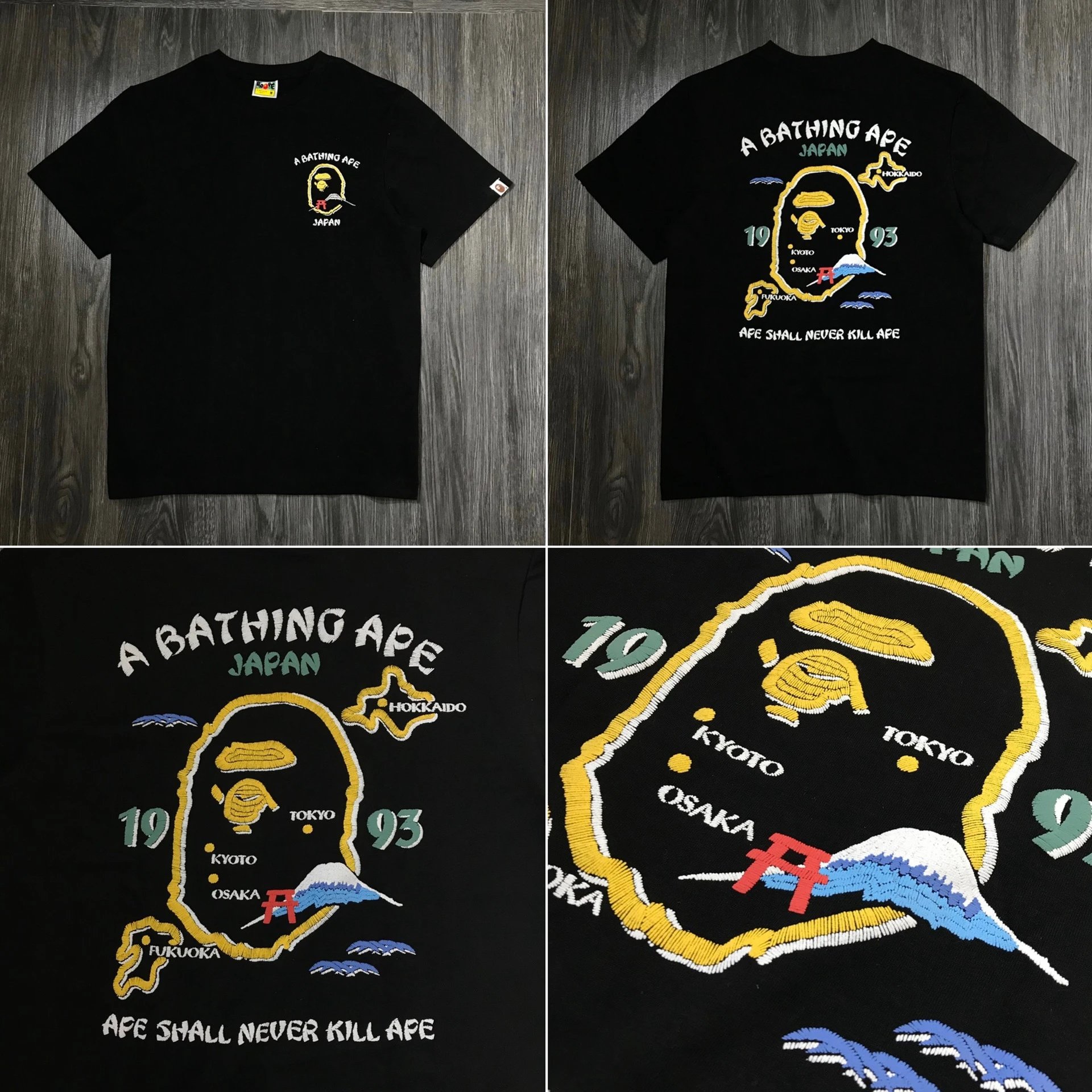 A Bathing Ape T-Shirts Short-Sleeve Head Graphic T-Shirt — 159 black