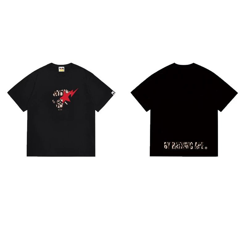 BAPE T-Shirts Graphic Print Crewneck T-Shirt — 1240 Black