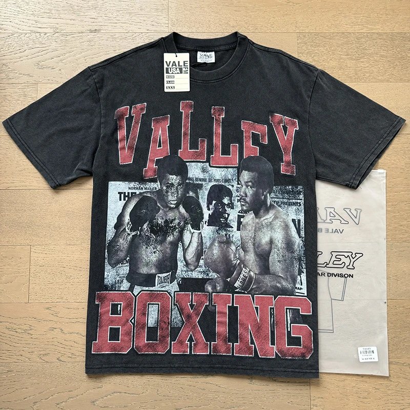 VALE USA T-Shirts Washed Rhinestone Graphic Short-Sleeve T-Shirt — 8129 Washed black