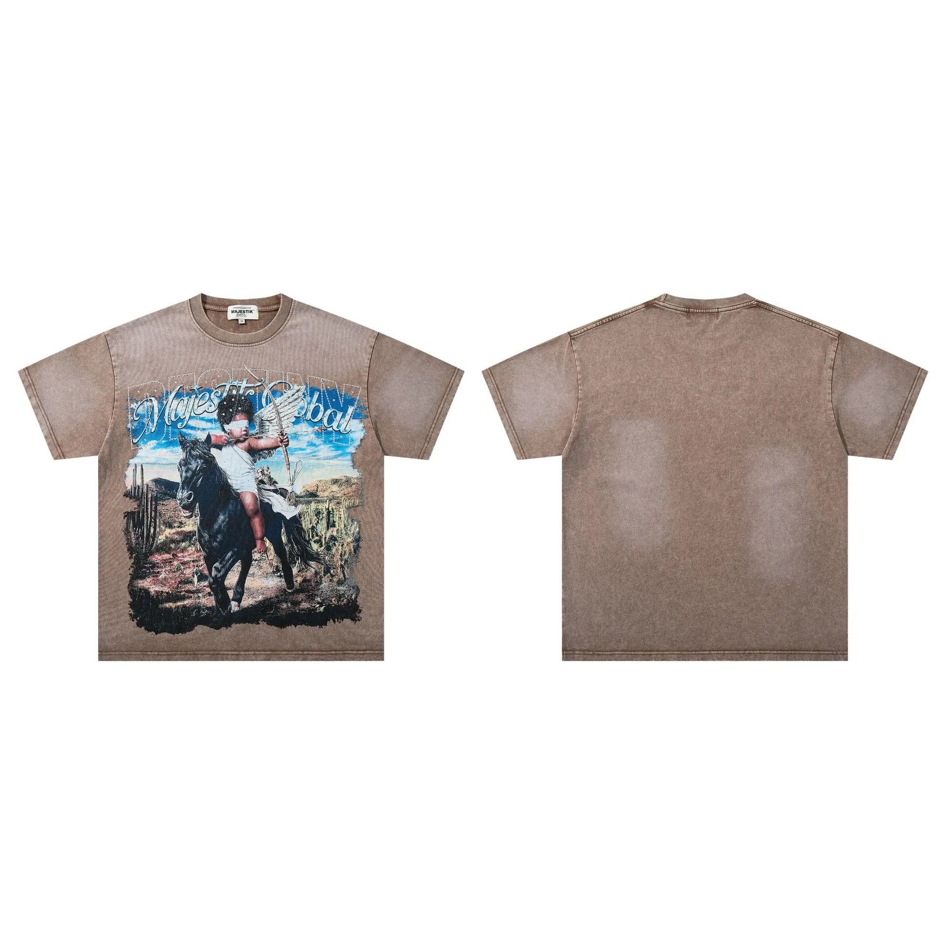 Majestik T-Shirts Graphic Print — M 2649 Brown