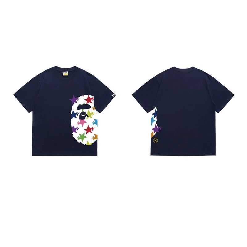 A BATHING APE T-Shirts Side Head Graphic — 1320 Navy Blue