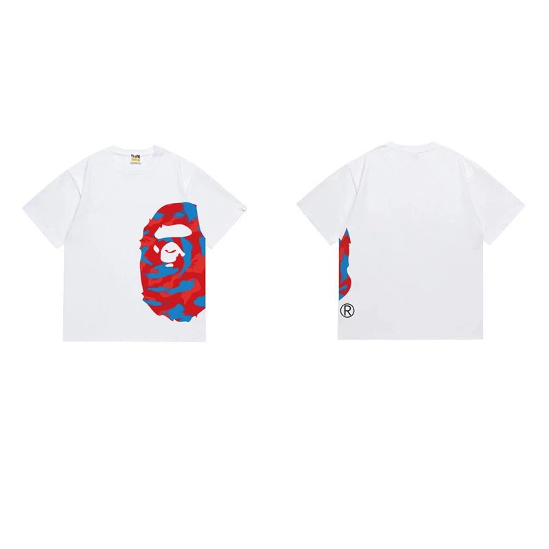 A BATHING APE T-Shirts Side Head Graphic — 1322 white