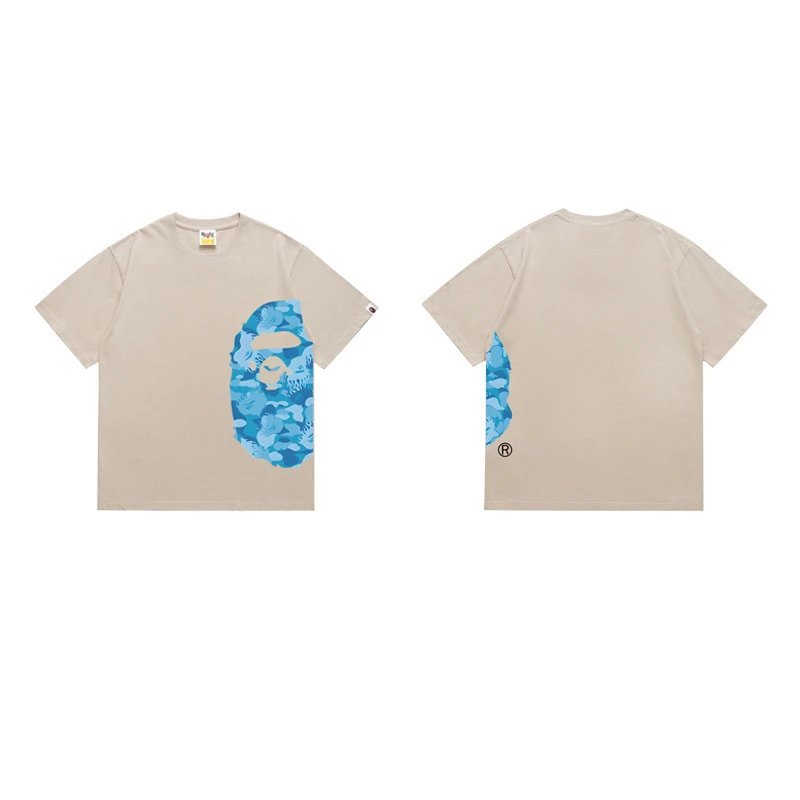 A BATHING APE T-Shirts Side Head Graphic — 1323 Khaki
