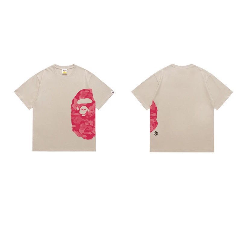A BATHING APE T-Shirts Side Head Graphic — 1324 Khaki