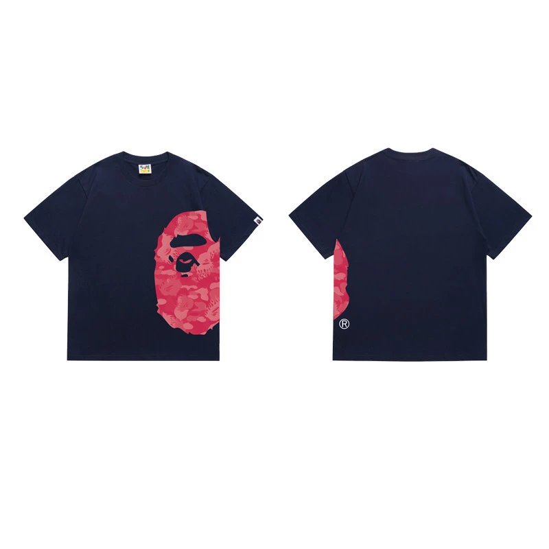 A BATHING APE T-Shirts Side Head Graphic — 1324 Dark blue