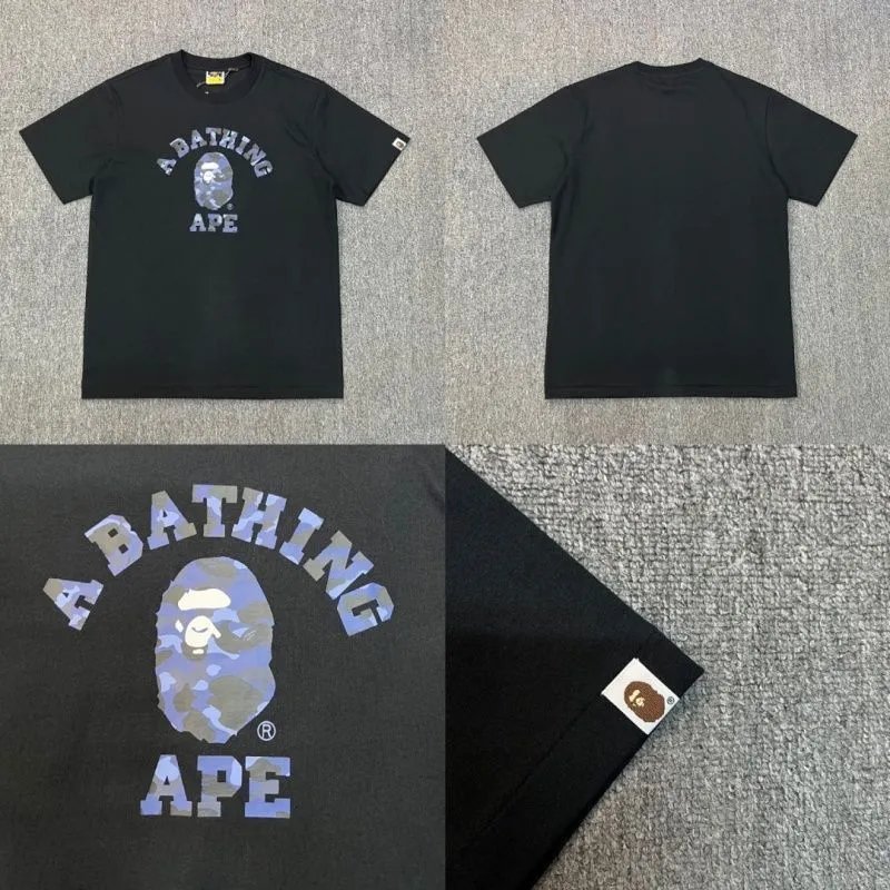 A Bathing Ape T-Shirts Head Graphic T-Shirt — BLACK 085 BLUE