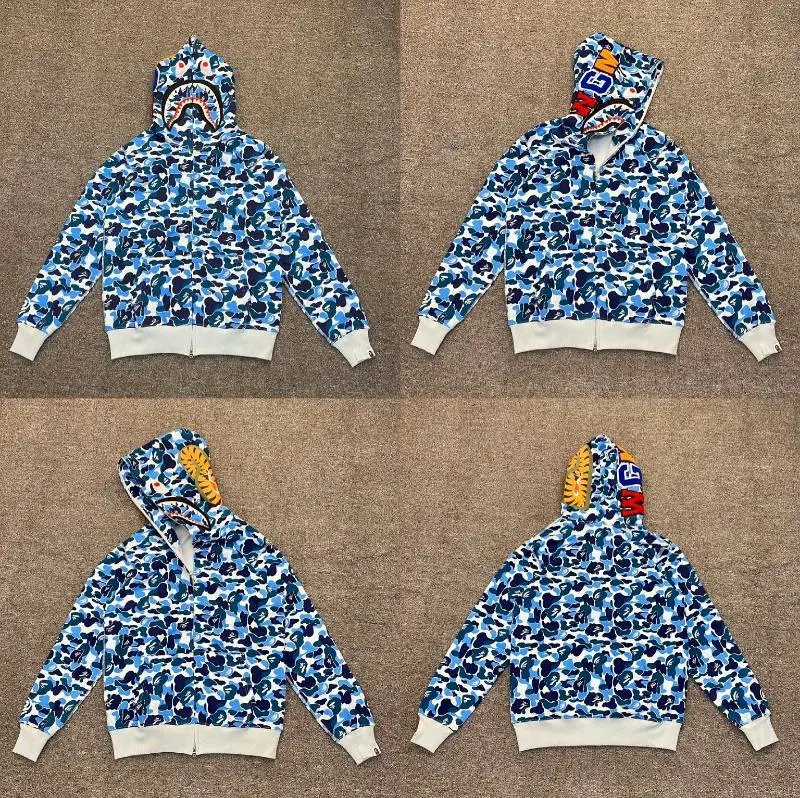 A Bathing Ape Hoodies & Sweatshirts Shark full-zip camouflage hoodie — XX181 blue