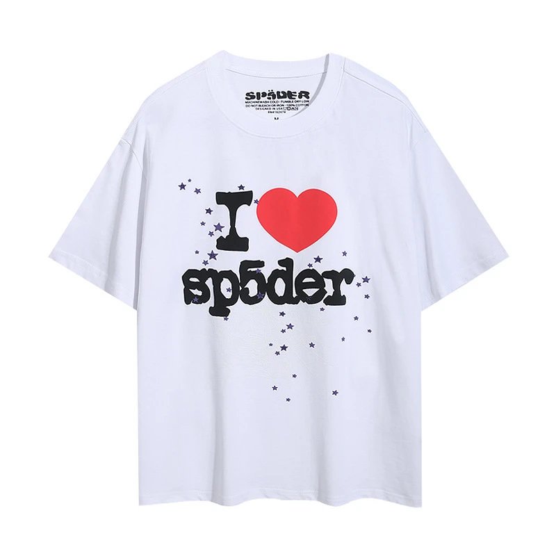 Sp5der T-Shirts Spiderweb Graphic Short-Sleeve T-Shirt — 6014#white