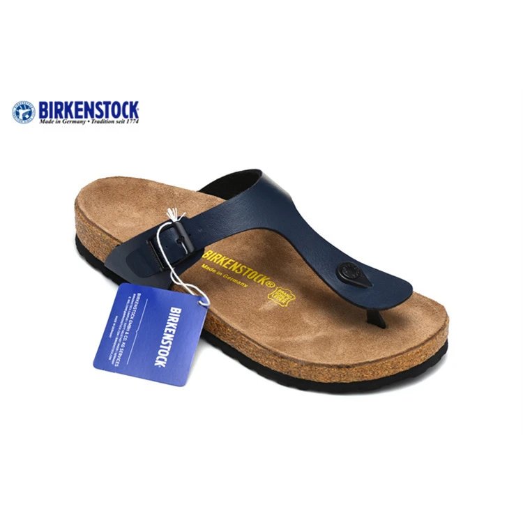 Birkenstock Sandals Gizeh Buckle Thong — 801 Blue Matte Leather Surface