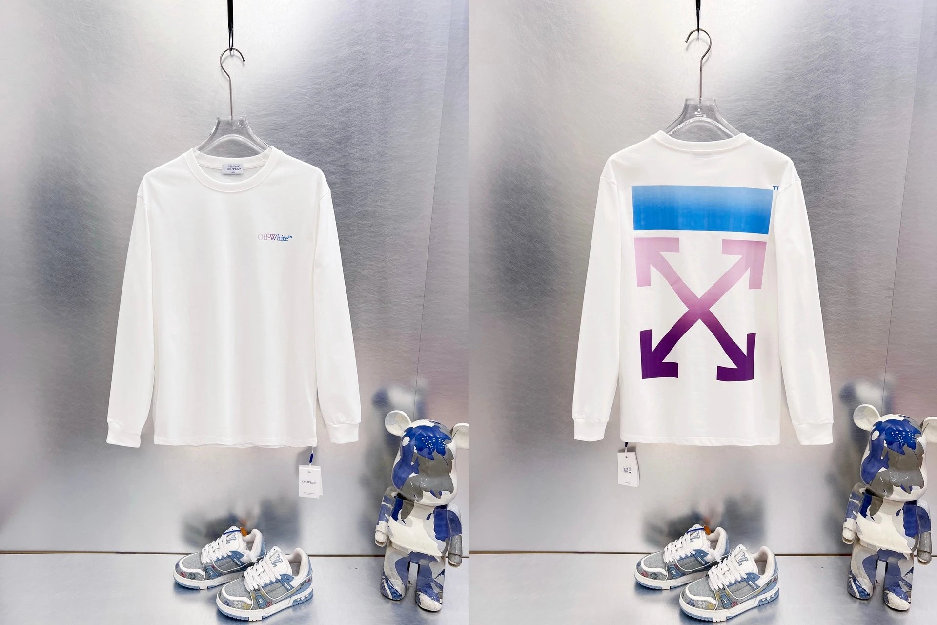 Off-White T-Shirts Long-Sleeve Graphic Arrow T-Shirt — 9658 white