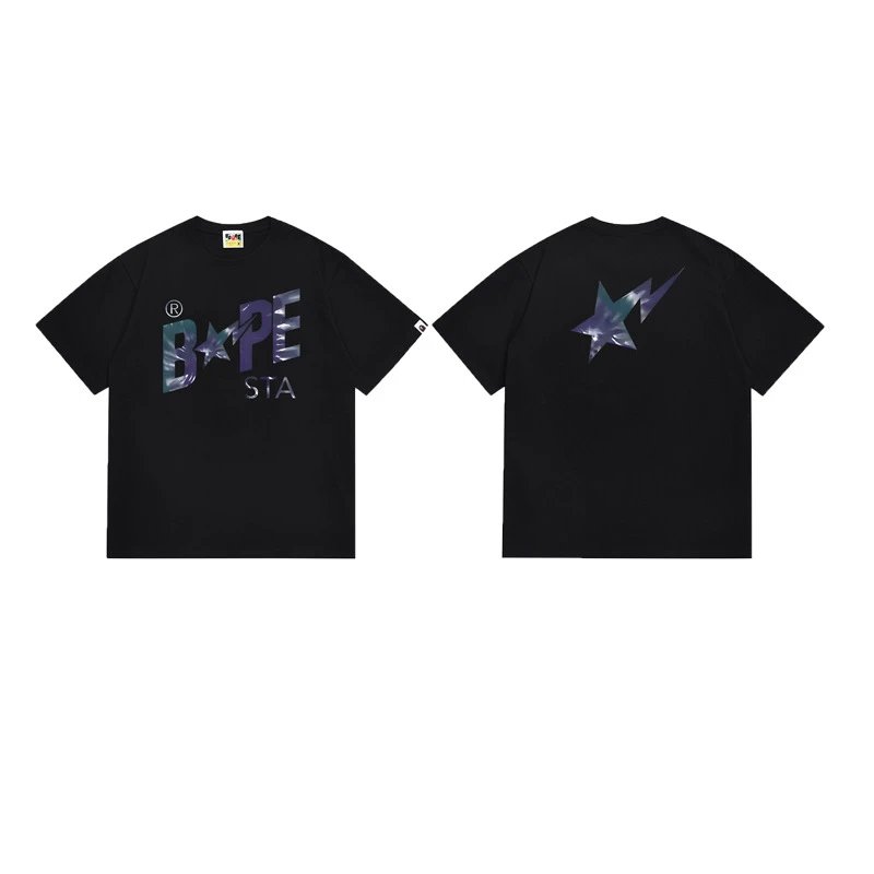 A BATHING APE T-Shirts Graphic Print T-Shirt — 115 black