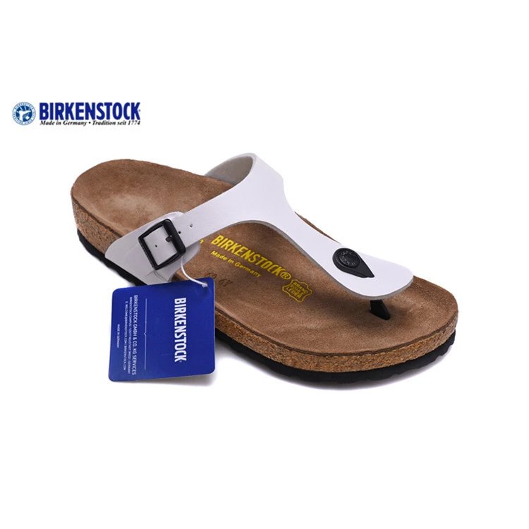Birkenstock Sandals Gizeh Buckle Thong — 801 white matte leather surface
