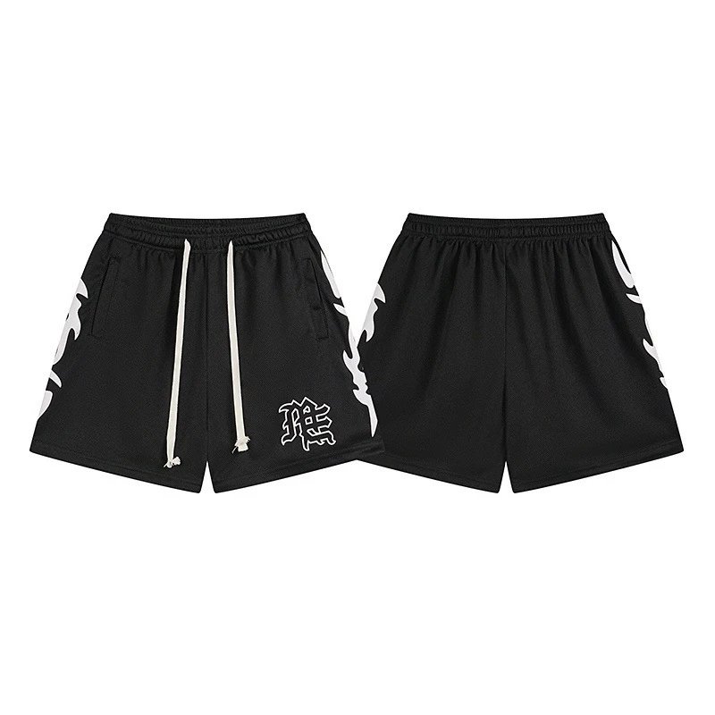 Mixed Emotion Matching Sets Short-Sleeve Button-Up Shirt and Drawstring Shorts Set — X0025 Black-White
