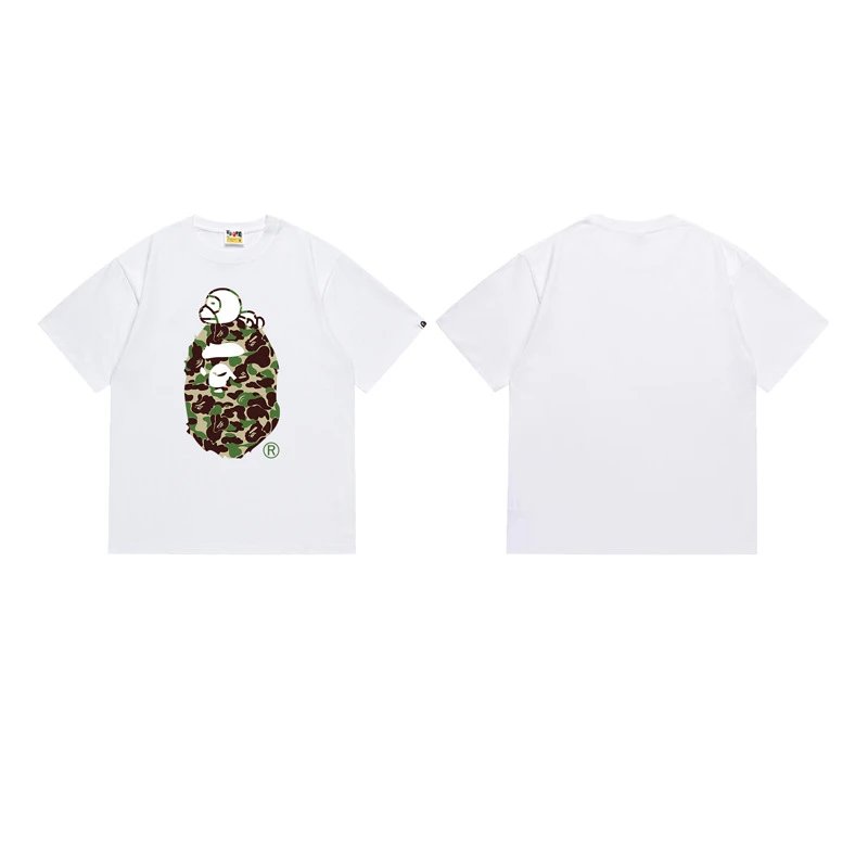 A Bathing Ape T-Shirts Short-Sleeve Graphic T-Shirt — 146 white and green
