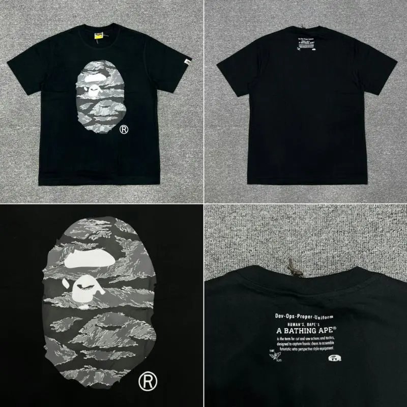 A Bathing Ape T-Shirts Short-Sleeve Head Graphic T-Shirt — 013 black