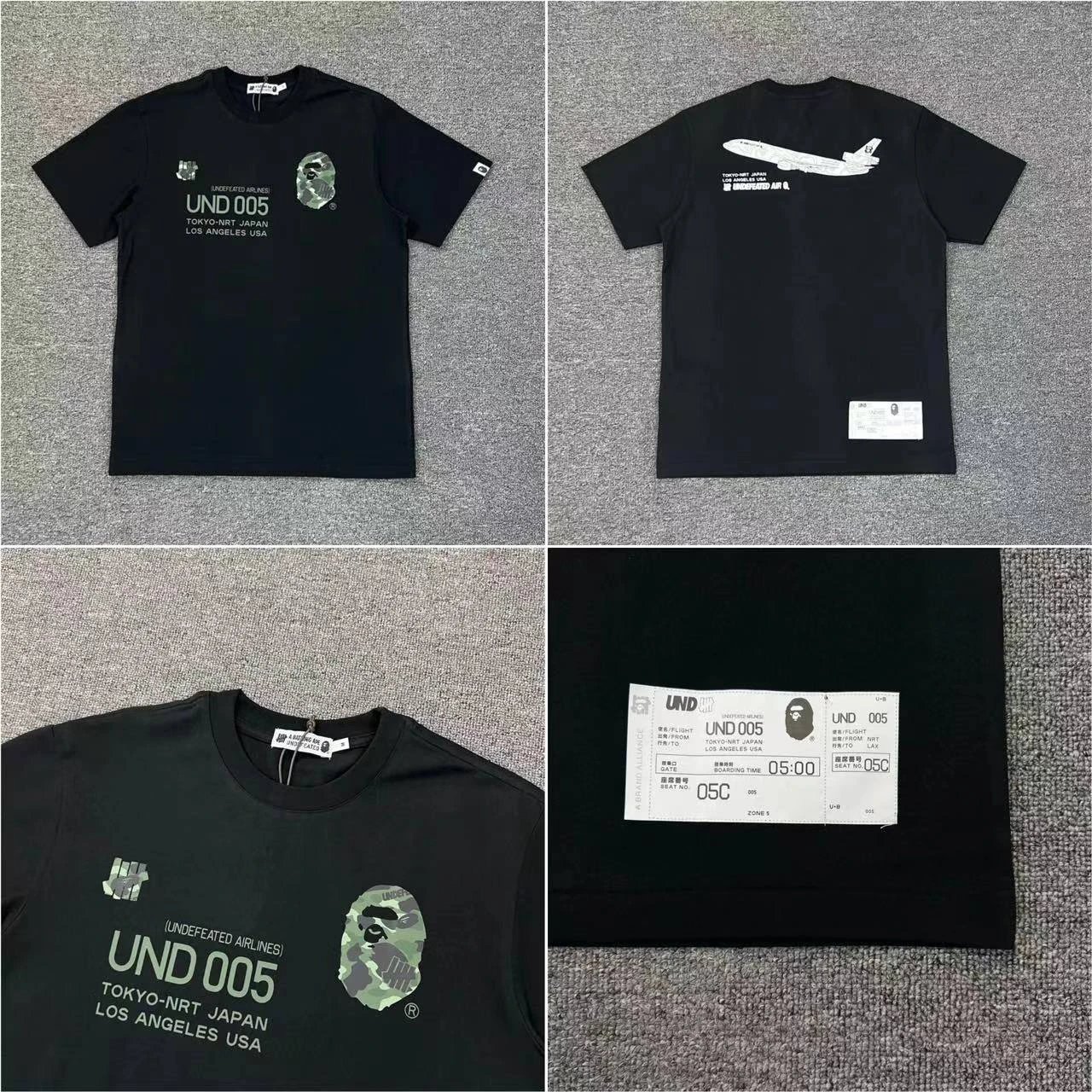 A Bathing Ape T-Shirts Short-Sleeve Head Graphic T-Shirt — 222 Black and green