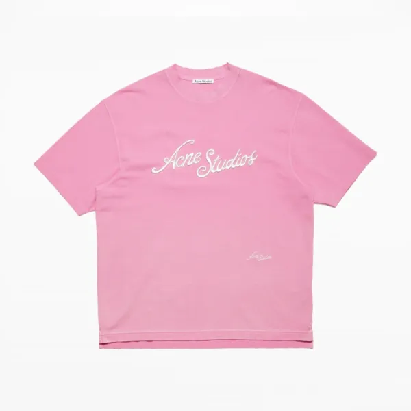 Acne Studios Script Logo Pink T-Shirt - 1