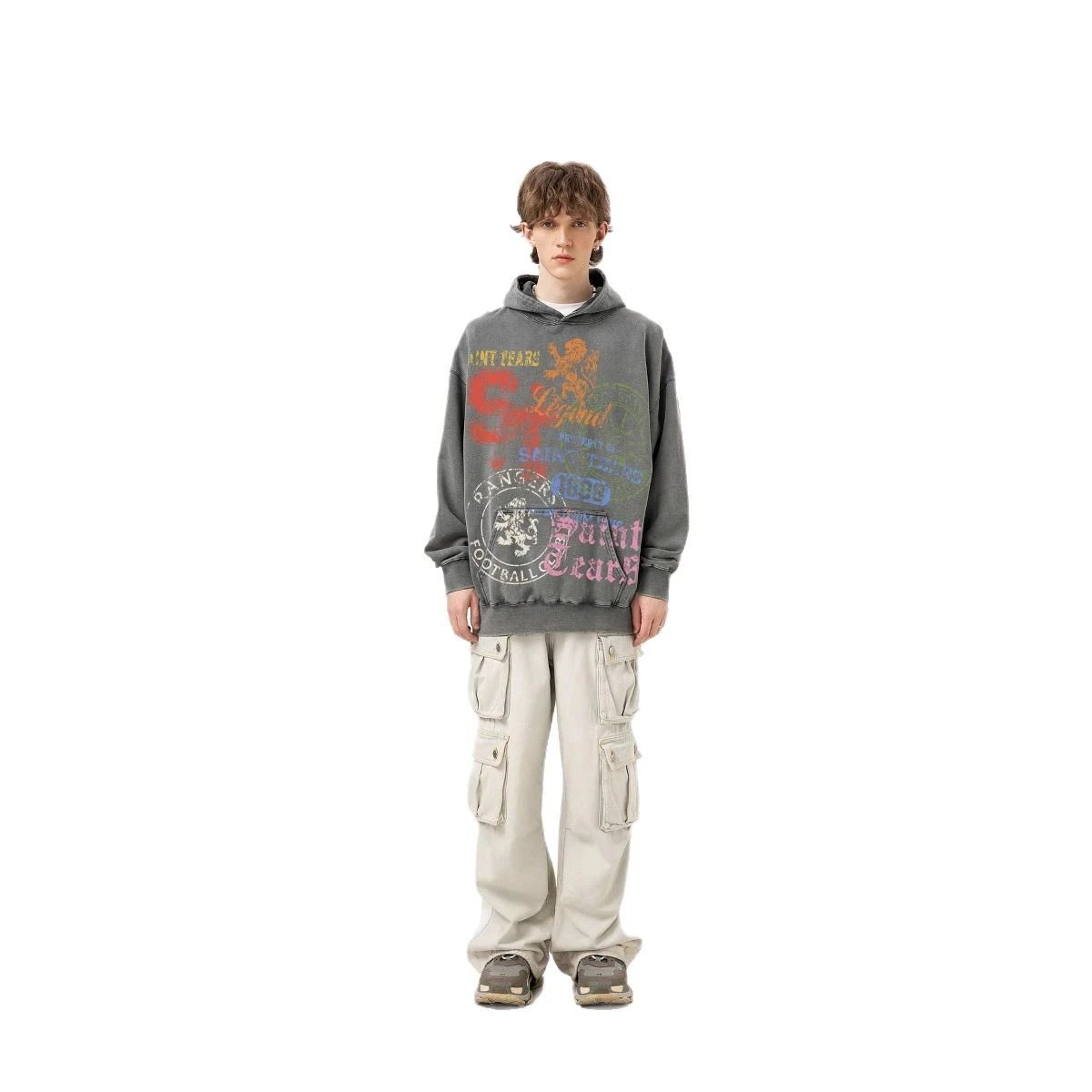 Unbranded Hoodies & Sweatshirts Washed Graphic Print Pullover Hoodie image 5